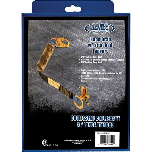 Trailing Rope Grab with Attached Shock Pack Lanyard in Retail Box, 2', Snap Hook Center, Snap Hook Leg Ends, Polyester SPOC Demo