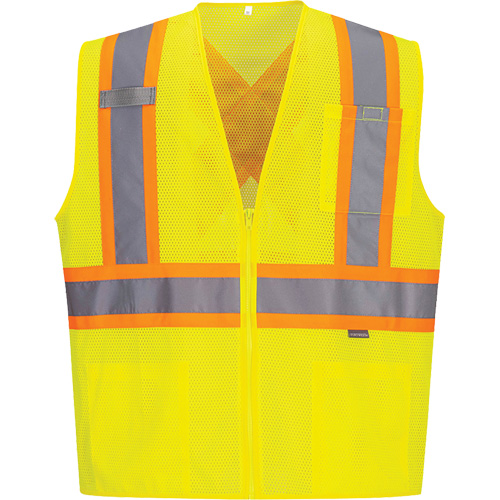 Veste de s&eacute;curit&eacute; &agrave; bandes contrastantes, Jaune lime haute visibilit&eacute;, Petit, Polyester SPOC Demo