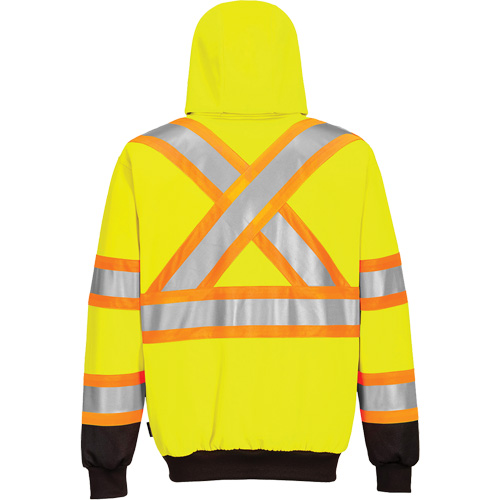Contrast-Striped Safety Hoodie, Small, Black/High Visibility Lime-Yellow SPOC Demo