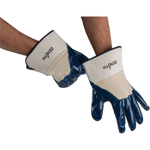 Heavyweight Safety Cuff Gloves, 11/2X-Large, Nitrile Coating, Cotton Shell SPOC Demo