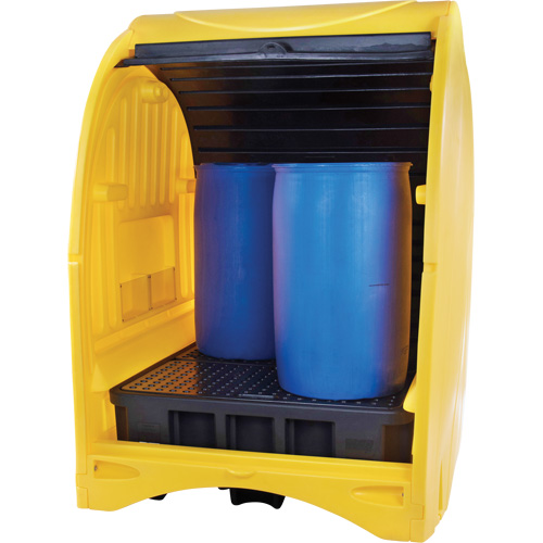 4-Drum Hard Cover Spill Pallet, 68.11" L x 61.61" W x 83.07" H, 1433 lbs. Load Capacity SPOC Demo