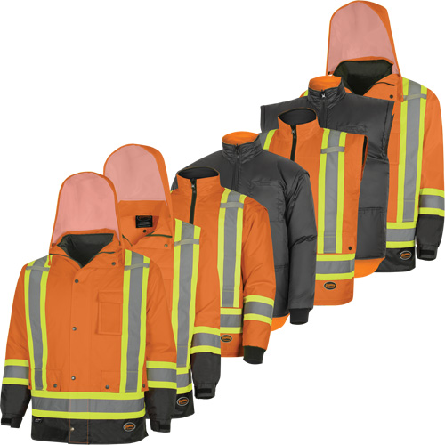 Parka de s&eacute;curit&eacute; d'hiver imperm&eacute;able 7-en-1 5056 Pioneer Yukon, Polyester, Noir/Orange haute visibilit&eacute;, T-petit SPOC Demo