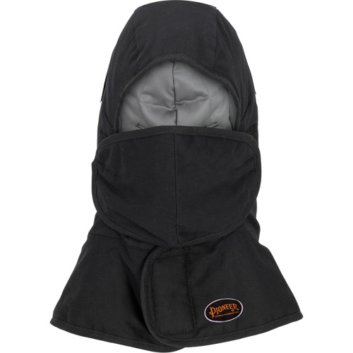 Pioneer 765A Flame-Resistant Quilted Hard Hat Liner with Long Neck & Detachable Mouthpiece, Black/Grey, Cotton/FR-Tech&reg;/Modacrylic/Nylon SPOC Demo