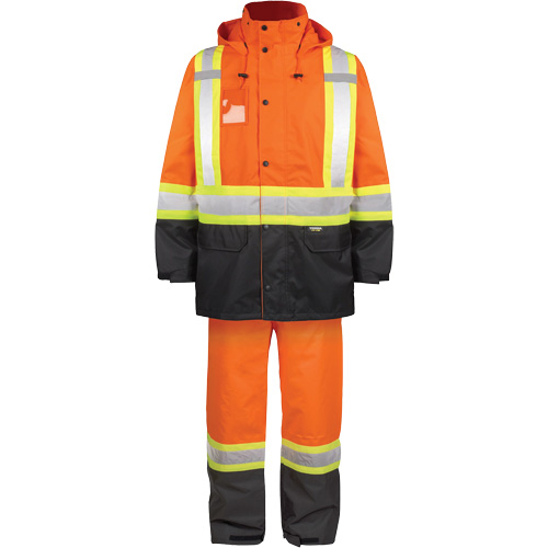 High-Visibility 150-Deniers Rain Suit, Polyester, Medium, High Visibility Orange SPOC Demo