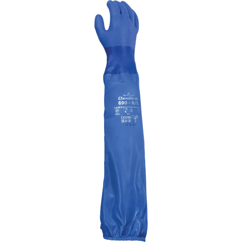 Gants r&eacute;sistants aux produits chimiques 690, Taille Grand/9, 26" lo, Coton/PVC SPOC Demo