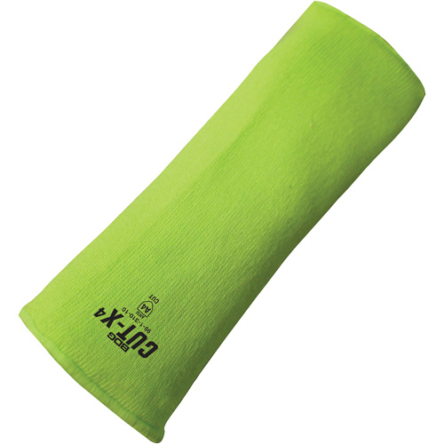 Cut-X&reg; Cut-Resistant Sleeve, Fibreglass/Polyethylene, 12", ASTM ANSI Level A4, High Visibility Lime SPOC Demo