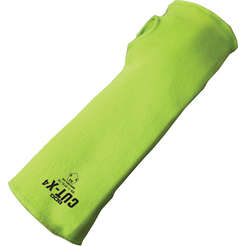 Cut-X&reg; Cut-Resistant Sleeve with Thumb Hole, Fibreglass/Polyethylene, 12", ASTM ANSI Level A4, High Visibility Lime SPOC Demo