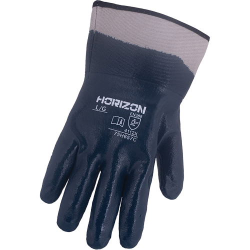 Horizon&reg; Navy Gloves with Pasted Cuffs, X-Large, Nitrile Coating, Jersey/Cotton Shell SPOC Demo