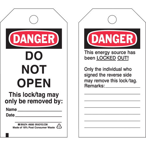 Lockout Tags, Plastic, 3" W x 5-1/2" H, English SPOC Demo