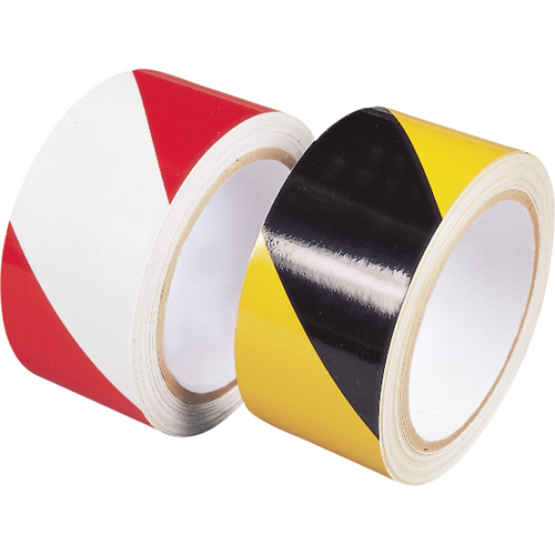 Rubans r&eacute;fl&eacute;chissants de classe ing&eacute;nierie, 2" x 30', Poly&eacute;thyl&egrave;ne, Rouge et blanc SPOC Demo