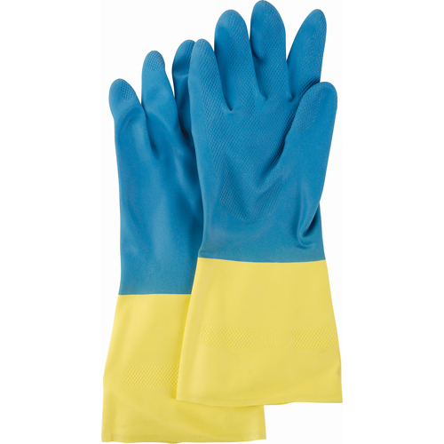 Two Tone NS53 Gloves, Size Medium/8, 13" L, Neoprene/Rubber Latex, Flock-Lined Inner Lining, 28-mil SPOC Demo