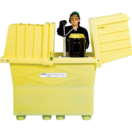 Poly-Safeypacks&reg; Plus With Drain, 60.25" L x 34.5" W x 64" H, 1200 lbs. Load Capacity SPOC Demo