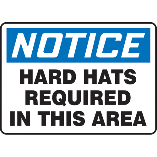 "Hard Hats Required" Sign, 10" x 14", Vinyl, English SPOC Demo