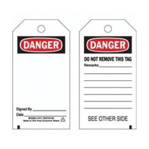 Accident Prevention Tags, Polyester, 3" W x 5-3/4" H, English SPOC Demo