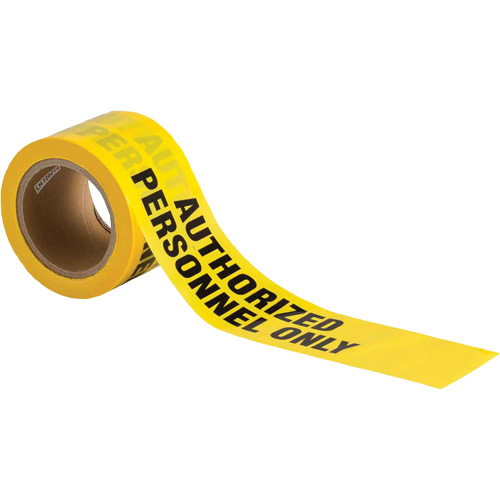 Ruban pour barricade, Anglais, 3" la x 200' lo, 3 mils, Noir sur jaune SPOC Demo