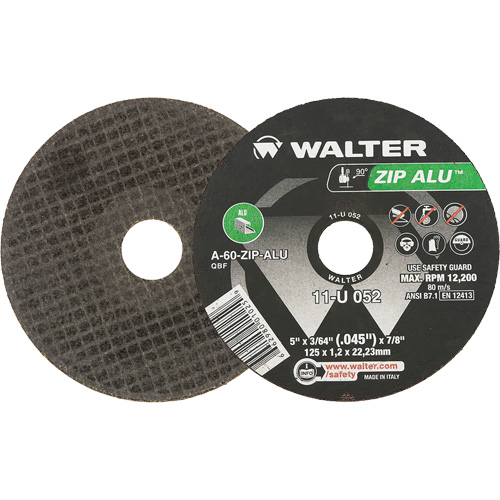 Zip Alu Cut-Off Wheel, 5" x 3/64", 7/8" Arbor, Type 1, Aluminum Oxide, 12200 RPM SPOC Demo