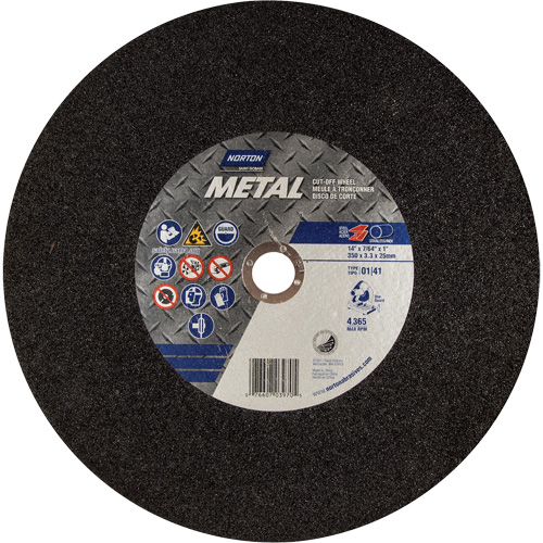 Metal A Chop Saw Cut-Off Wheel, 14" x 3/32", 1" Arbor, Type 01/41, Aluminum Oxide, 4365 RPM SPOC Demo