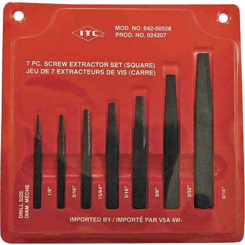 ISE-7 7-Piece Square Screw Extractor Set, For Screw Size 1/8" - 9/16" SPOC Demo