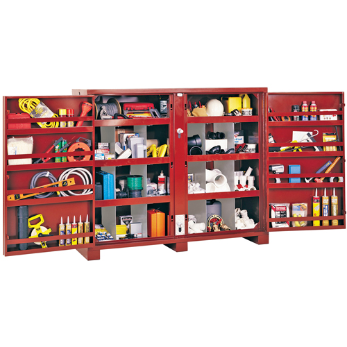 Jobsite Shelf Cabinet, Steel, 49 Cubic Feet, Red SPOC Demo