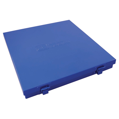 Boîte en m&eacute;tal mince, 10-1/2" P x 9-1/4" la x 1-1/4" h, Bleu SPOC Demo