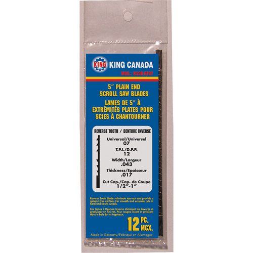 12-Piece Skip Tooth Scroll Saw Blades, Scroll cutting, 0.039" W x 5" L, 16 TPI SPOC Demo