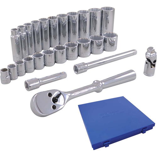 Jeu de douilles m&eacute;triques et accessoires, 26 Mcx, Prise de 3/8", Profond SPOC Demo