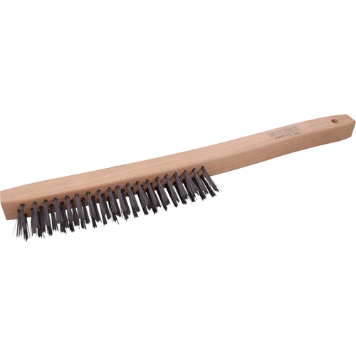 Long Handle Industrial-Duty Scratch Brush, Steel, 3 x 19 Wire Rows, 14" Long SPOC Demo