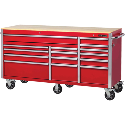 PRC7215 Pro Series Roller Cabinet, 15 Drawers, 72" W x 24" D x Red SPOC Demo