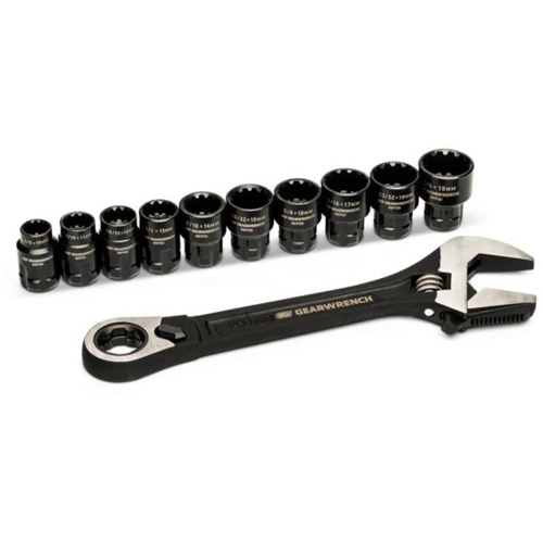 11-Piece Pass-Thru Adjustable Wrench Set, 8" L, 1-1/8" Max Width, Chrome/Polished SPOC Demo