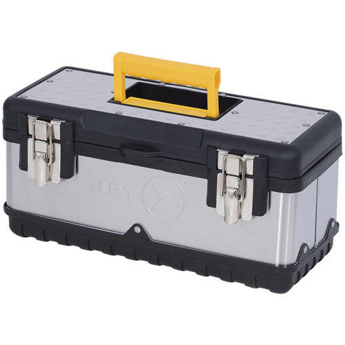 Coffre &agrave; outils portatif en acier inoxydable JPSTB-15, 6-1/4" P x 15" la x 7" h, Noir/Argent SPOC Demo