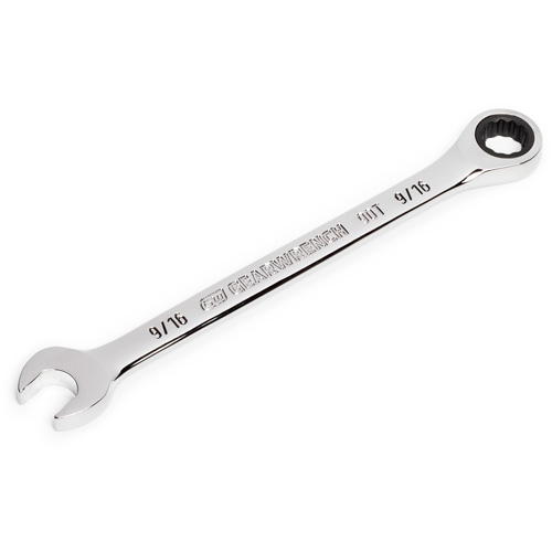 90-Tooth 12 Point Ratcheting Combination Wrench, 12 Point, 9/16", Chrome Finish SPOC Demo