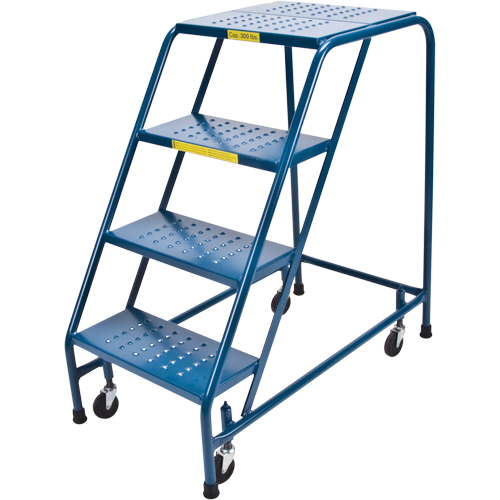 Escabeau roulant, 4 marches, Largeur de la marche 18", Hauteur de la plateforme 37", Acier SPOC Demo