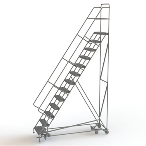 All Directional Rolling Ladder, 13 Steps, 24" Step Width, 130" Platform Height, Steel SPOC Demo