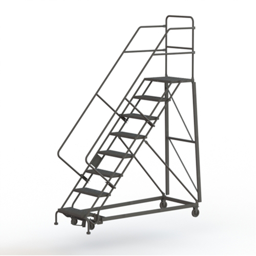 Heavy Duty Safety Slope Ladder, 8 Steps, Serrated, 50° Incline, 80" High SPOC Demo