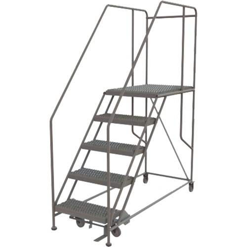 Mobile Work Platform, Steel, 5 Steps, 50" H, 35" D, 24" Step, Serrated SPOC Demo