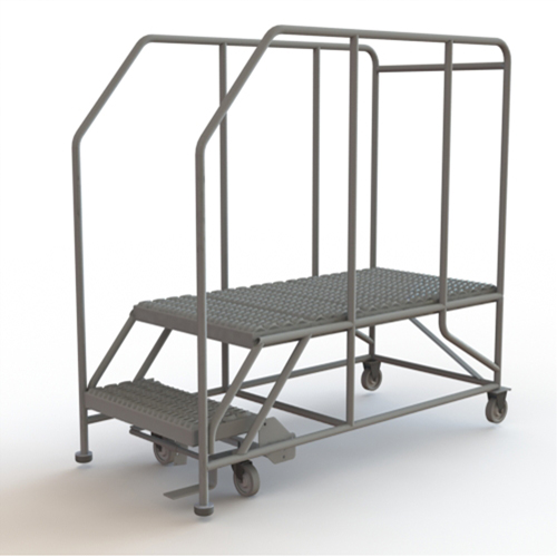 Mobile Work Platform, Steel, 2 Steps, 20" H, 47" D, 24" Step, Serrated SPOC Demo