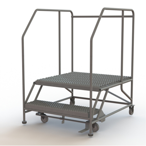 Plateforme de travail mobile, Acier, 2 Marches, 20" ha, 36" p, 36" Marche, Stri&eacute; SPOC Demo