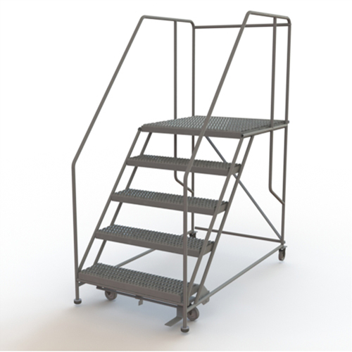 Mobile Work Platform, Steel, 5 Steps, 50" H, 36" D, 36" Step, Serrated SPOC Demo