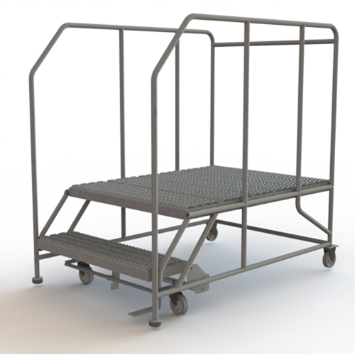 Plateforme de travail mobile, Acier, 2 Marches, 20" ha, 48" p, 36" Marche, Stri&eacute; SPOC Demo