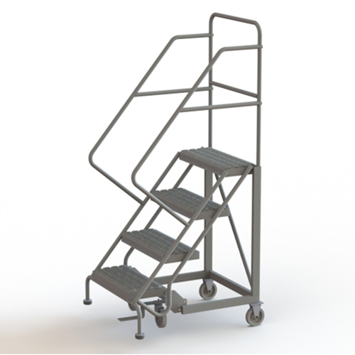 Safety Slope Rolling Ladder, 4 Steps, Serrated, 50° Incline, 40" High SPOC Demo