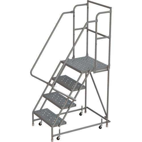 Deep Top Step Rolling Ladder, 4 Steps, 16" Step Width, 40" Platform Height, Steel SPOC Demo