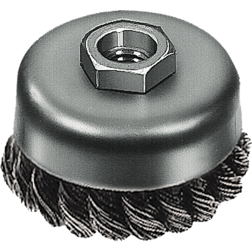 Brosse boisseau &agrave; fil nou&eacute;, 3" dia. x 5/8"-11 arbre SPOC Demo