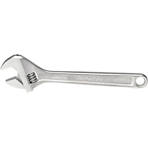 Adjustable Wrench, 12-1/8" L, 1-19/32" Max Width, Chrome SPOC Demo