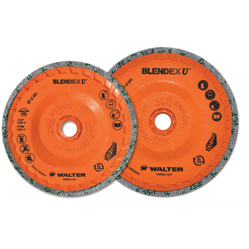 Brosse coupe de finition Blendex U, 4-1/2" dia., Grain Fin, Carbure de silicium SPOC Demo