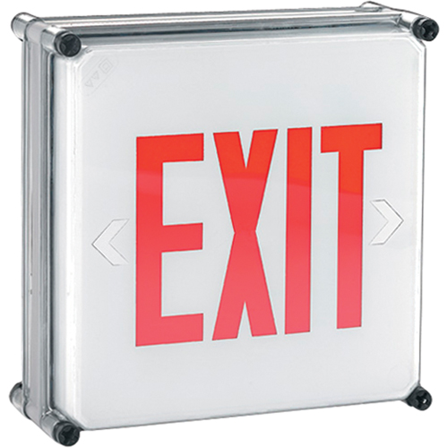 Enseignes Exit Aqua NEMA 4x, DEL, &agrave; raccordement fixe, 11-3/4" lo x 11-3/4" la, Anglais SPOC Demo