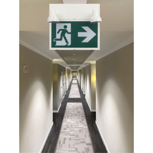Running Man Sign with Security Lights, LED, Battery Operated/Hardwired, 12-1/10" L x 11" W, Pictogram SPOC Demo