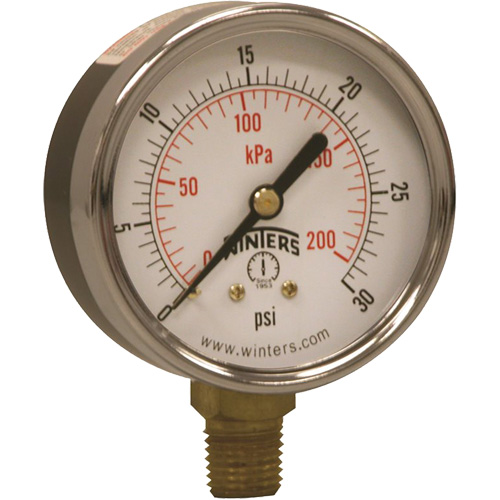 Manom&egrave;tre &eacute;conomique,  2-1/2", 0 - 30 psi, Fixation inf&eacute;rieure, Analogique SPOC Demo