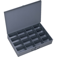 Compartment Scoop Boxes, Steel, 16 Slots, 18" W x 12" D x 3" H, Grey SPOC Demo