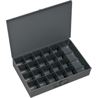 Compartment Scoop Boxes, Steel, 21 Slots, 18" W x 12" D x 3" H, Grey SPOC Demo