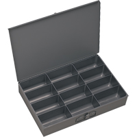 Compartment Scoop Boxes, Steel, 12 Slots, 13 3/8" W x 9-1/4" D x 2" H, Grey SPOC Demo